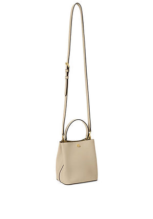 Ralph Lauren Reese Small Crosshatch Leather Bucket Bag, Beige