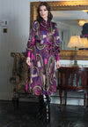 Rant and Rave Cyra Abstract Print Satin Dress, Pink Multi