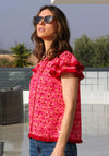 Rant and Rave Marisol Frill Floral Blouse, Pink