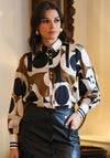 Rant and Rave Isa Abstract Print Satin Shirt, Black Multi