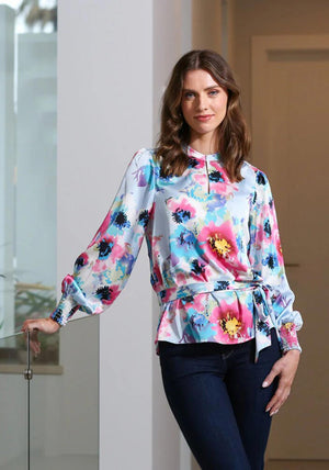 Rant and Rave Sloan Floral Blouse, Blue