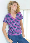 Rant and Rave R&R Sophie Geometric Print T Shirt, Navy and Magenta