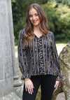 Rant and Rave Alexis Chain Print Blouse, Black