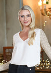 Rant & Rave Sandy Sequin Sleeve Blouse, Champagne