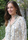 Rant and Rave Alexis Chain Print Blouse, Cream