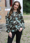 Rant and Rave Kerry 70’s Inspired Print Top, Black