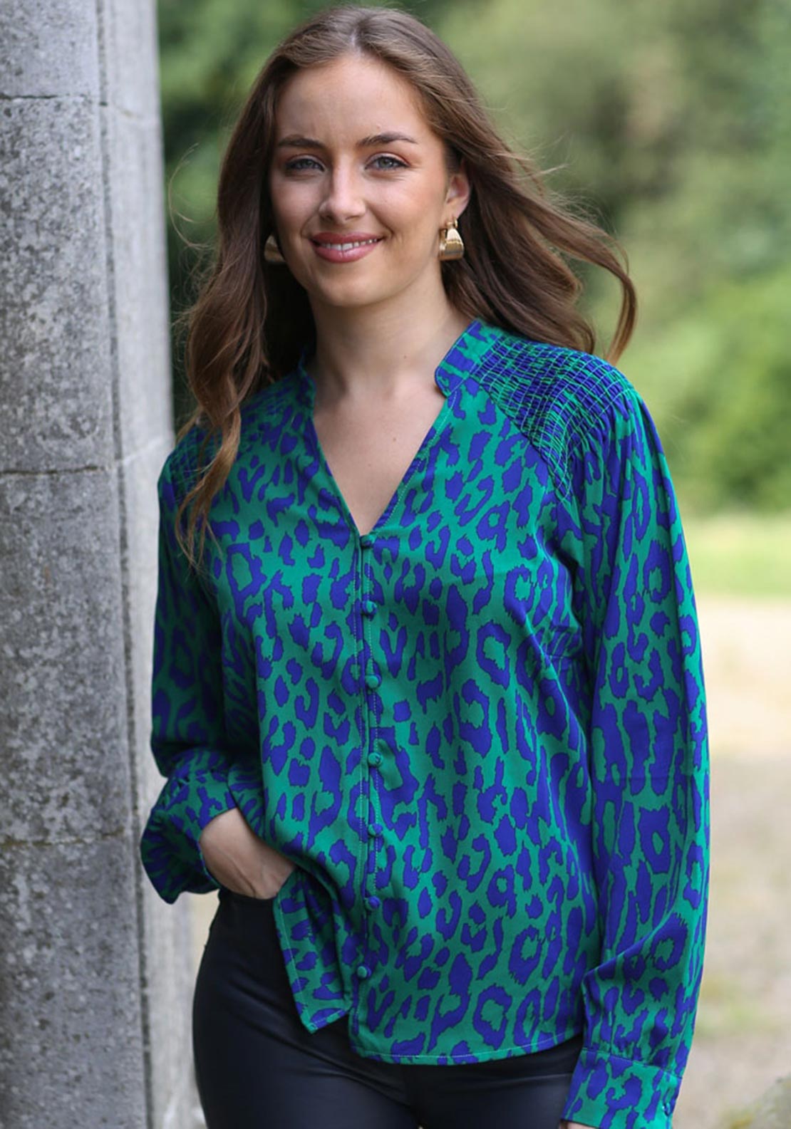 Leopard Rave Top Rant & Rave Clemence Leopard Print Top, Green - McElhinneys