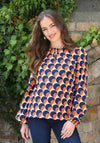 Rant and Rave Kerry 70’s Inspired Print Top, Orange