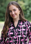 Rant & Rave Bethel Geometric Print Top, Pink