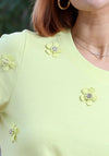 Rant & Rave Ella Flower Round Neck T-Shirt, Lime