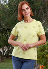 Rant & Rave Ella Flower Round Neck T-Shirt, Lime