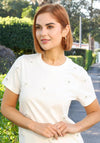 Rant & Rave Ella Flower Round Neck T-Shirt, Off White