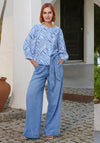 Rant & Rave Alexis Stiped Pattern Blouse, Blue