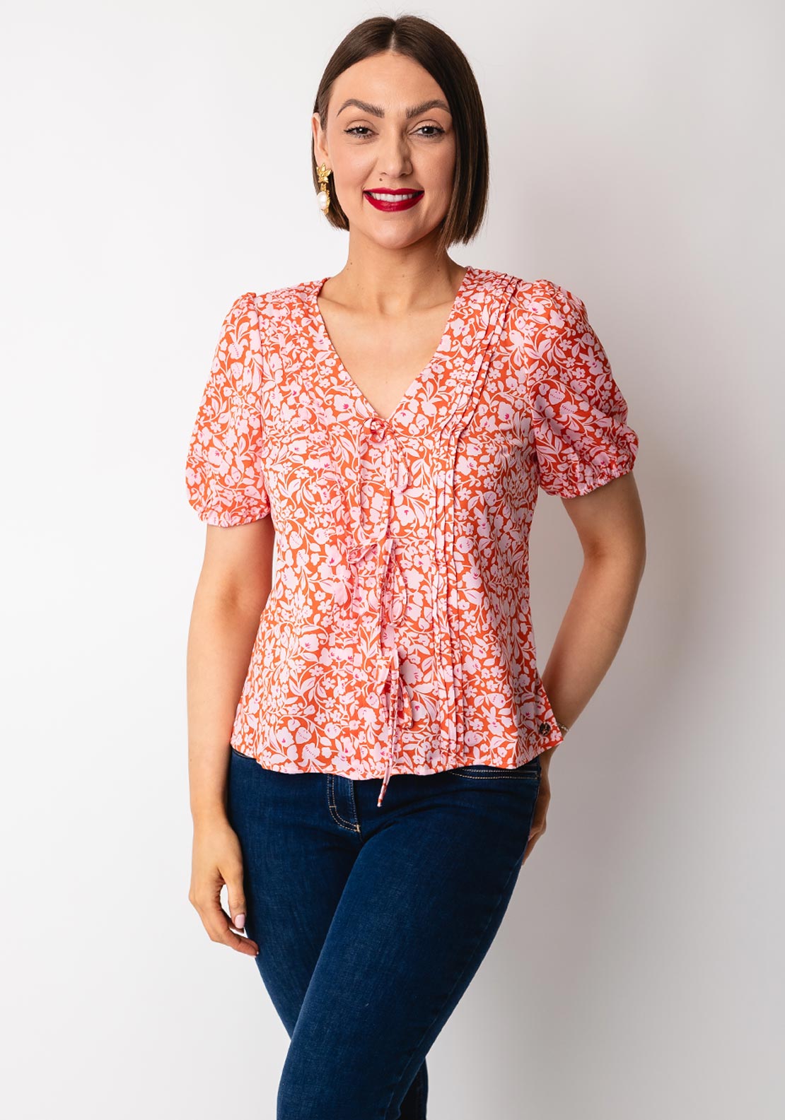 Rant and Rave Willa Floral Blouse, Orange