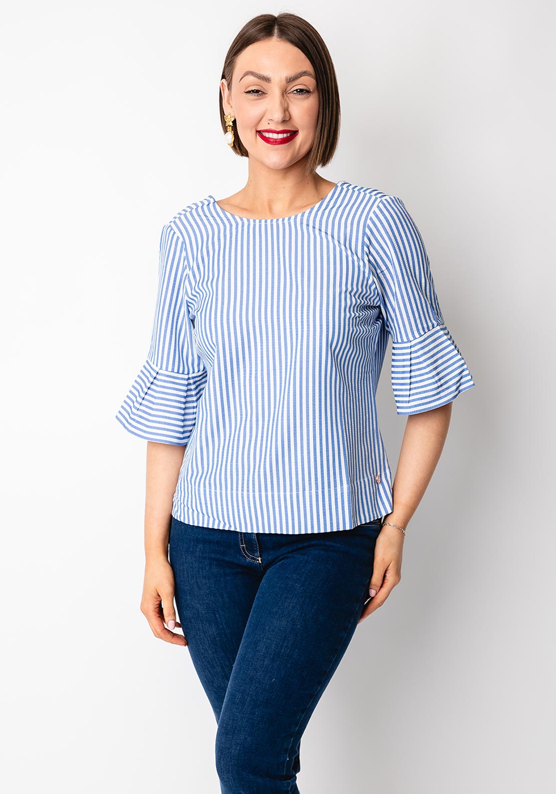 Rant and Rave Romy Striped Top, Blue and White