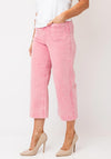 Rant and Rave Patch Pocket Cropped Wide Leg Jeans, Pink