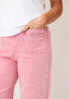 Rant and Rave Patch Pocket Cropped Wide Leg Jeans, Pink