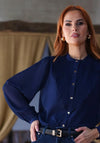 Rant & Rave Louella Long Sleeve Blouse, Navy