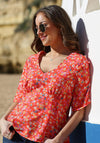Rant & Rave Ivy Floral Peplum Top, Orange