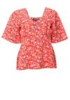 Rant & Rave Ivy Floral Peplum Top, Orange