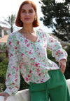 Rant & Rave Ann Floral V Neck Blouse, Green