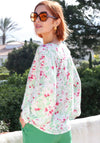 Rant & Rave Ann Floral V Neck Blouse, Green