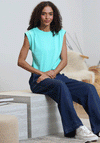 Rant & Rave R&R Claudia Elastic Hem Top, Turquoise