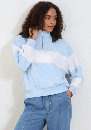 Rant & Rave R&R Eudora Half Zip Sweatshirt, Blue