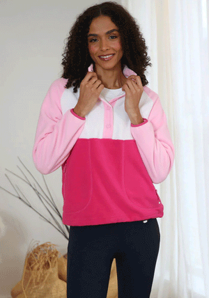 Rant & Rave R&R Emerson Half Button Fleece, Pink