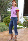 Rant & Rave Claire Turn up Wide Leg Jeans, Mid Wash Blue