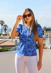 Rant & Rave Leanne V Neck Printed Top, Blue