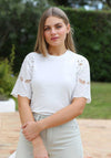 Rant & Rave Kay Embroidered Sleeve Top, White