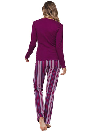 Rebelle Cin Cin Stripe Pyjama Set, Wine