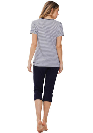 Rebelle Lobster Short Sleeve Pyjama Set, Navy