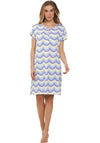 Rebelle Abstract Wave Short Sleeve Nightdress, Blue