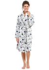 Rebelle Coral Print Fleece Dressing Gown, Snow