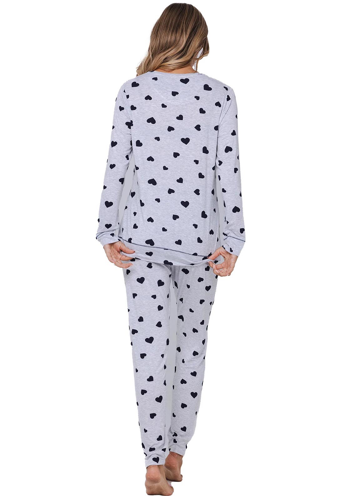 Rebelle Silver Frost Heart Pyjama Set, Grey