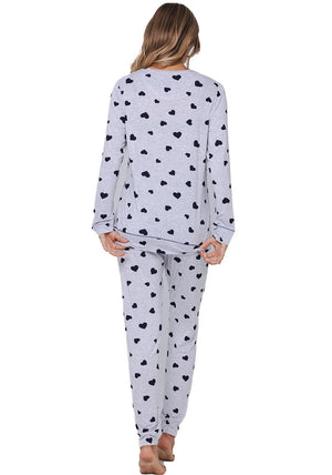 Rebelle Silver Frost Heart Pyjama Set, Grey