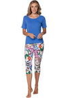 Rebelle Tropic Blush Floral Capri Pyjama Set, Blue Multi