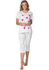 Rebelle Floral Dot Capri Pyjama Set, Off White
