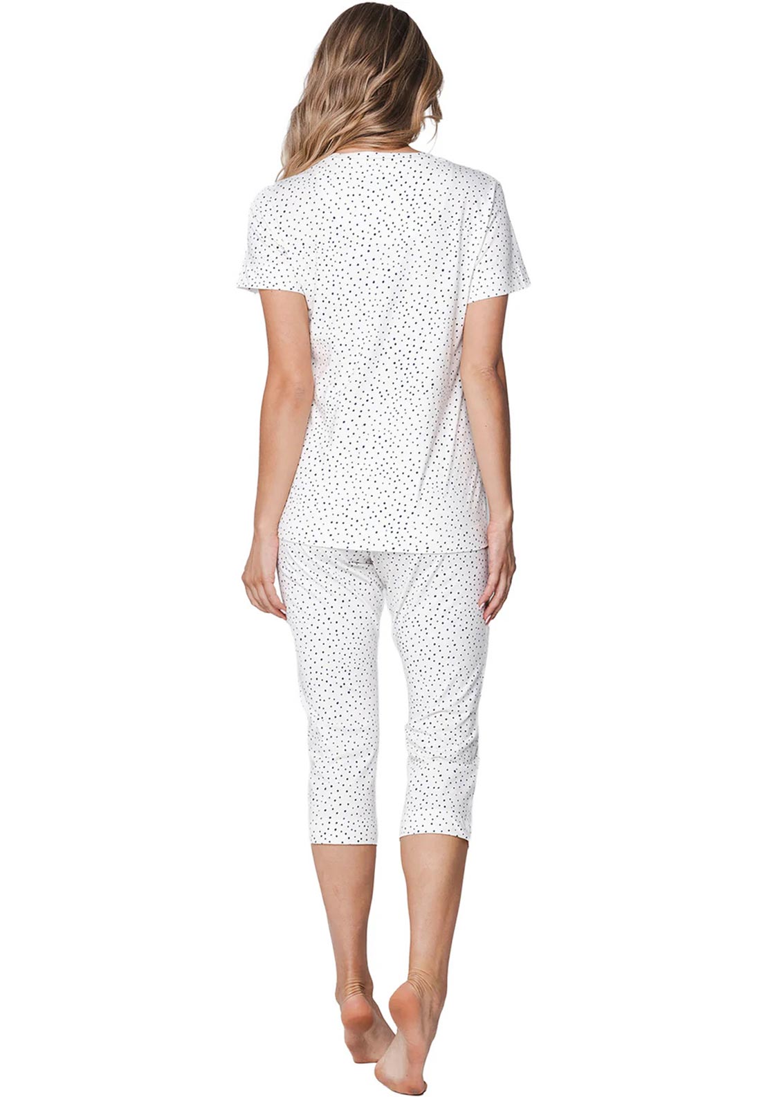 Rebelle Floral Dot Capri Pyjama Set, Off White