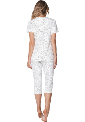 Rebelle Floral Dot Capri Pyjama Set, Off White
