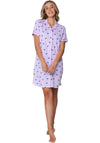 Rebelle Waterflower Short Sleeve Stripe Nightdress, Purple