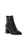 Redz Faux Leather Diamante Trim Block Heeled Boots, Black