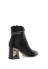 Redz Faux Leather Diamante Trim Block Heeled Boots, Black