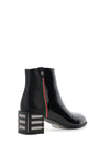 Redz Patent Tape Stripe Heeled Boots, Black