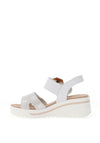 Redz Leather Geo Buckle Wedge Sandals, White & Silver