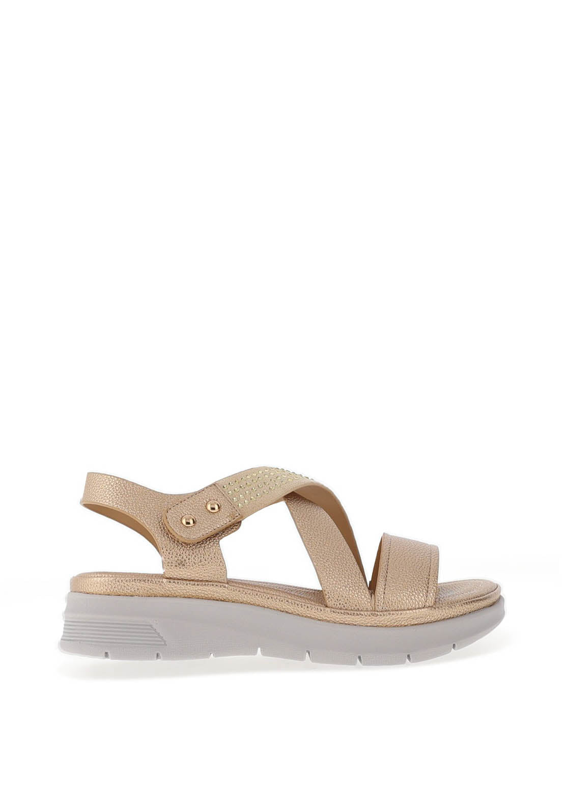 Redz Criss Cross Diamante Sandals, Gold