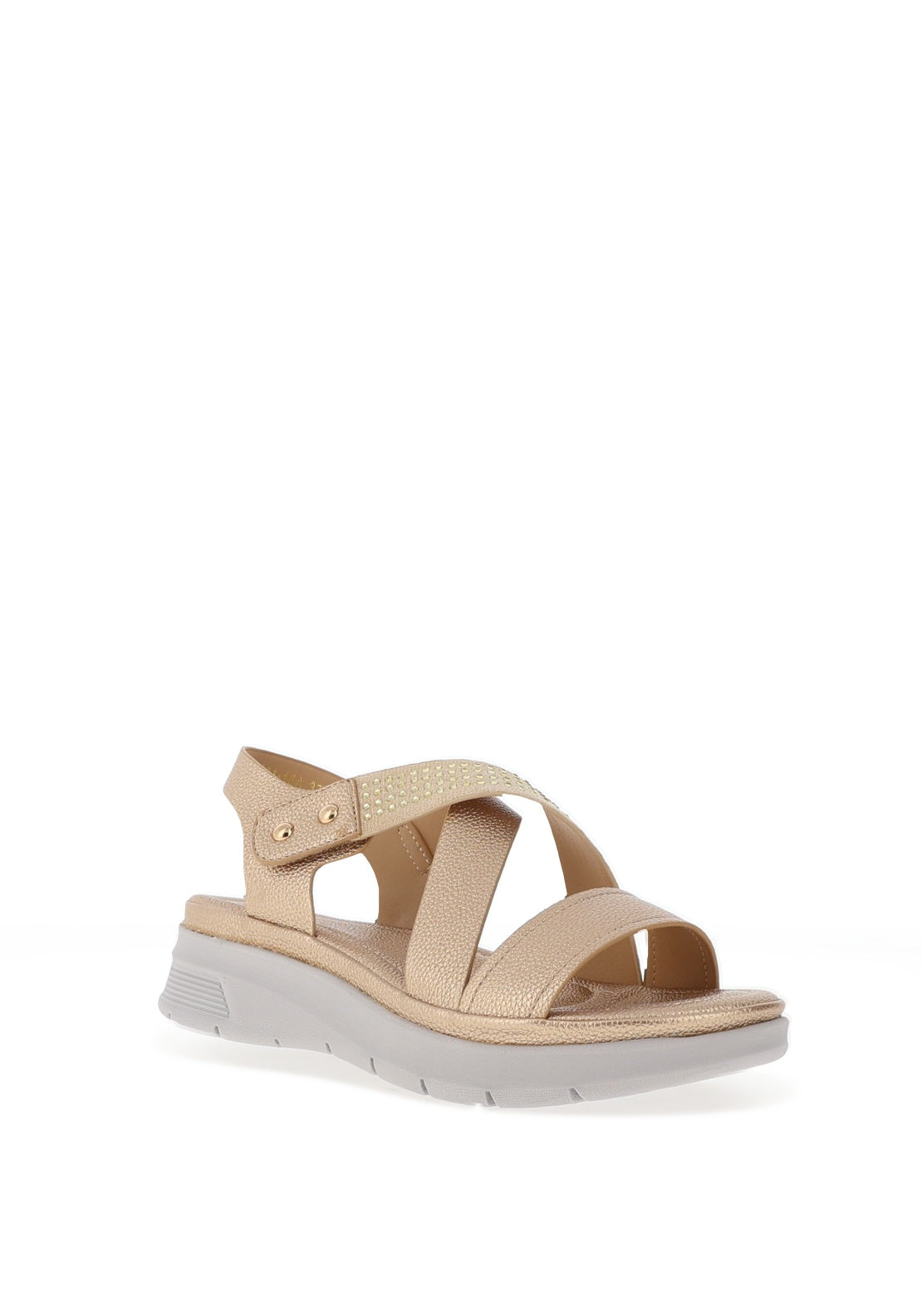 Redz Criss Cross Diamante Sandals, Gold
