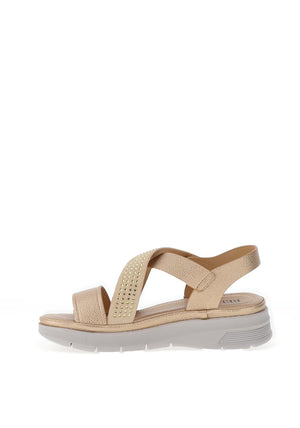 Redz Criss Cross Diamante Sandals, Gold